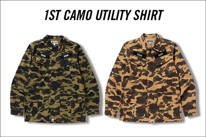 A BATHING APEから無骨な雰囲気を醸し出しつつもファッショナブルな一着に仕上げたユーティリティシャツ「1ST CAMO UTILITY SHIRT」が6/10発売 (ア ベイシング エイプ)