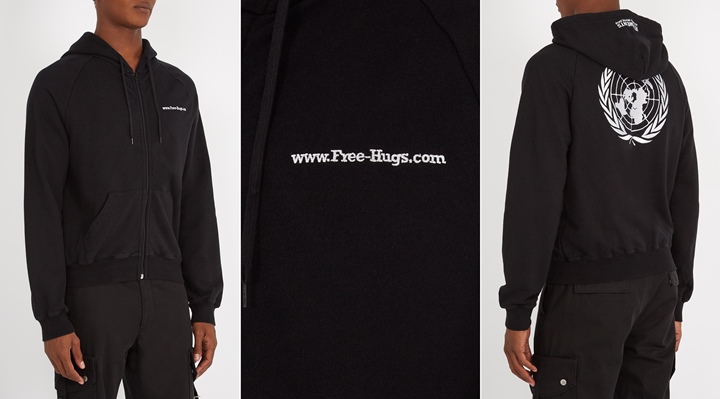 VETEMENTS HOODED SWEATSHIRT "www.Free-Hugs.com" (ヴェトモン フーデッド スエット シャツ "フリー ハグ")