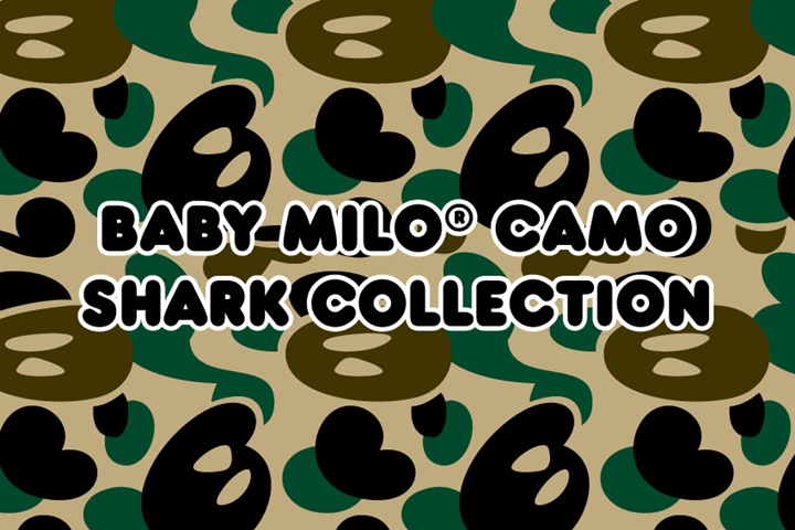 A BATHING APEからBABY MILO CAMO柄とシャークモチーフを組み合わせた「BABY MILO CAMO COLLECTION」が8/12発売！(エイプ)