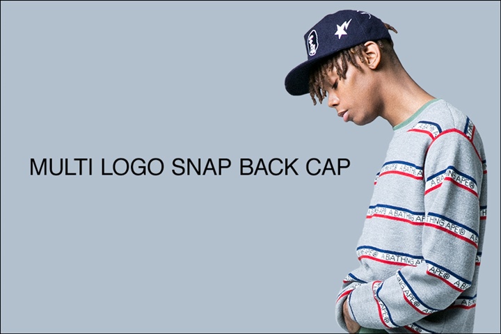 A BATHING APEよりウール素材に様々なBAPEらしいグラフィックのロゴがデザインされたスナップバックキャップ「MULTI LOGO SNAP BACK CAP」が8/12発売 (ア ベイシング エイプ)