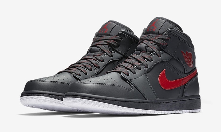 2017年 ホリデーモデル！ナイキ エア ジョーダン 1 ミッド “アンスラサイト/ジム レッド” (NIKE AIR JORDAN 1 MID “Anthracite/Gym Red” 2017 HOLIDAY) [554724-045]