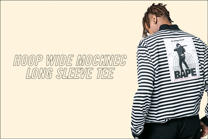 A BATHING APEよりボーダーの長袖TEE「HOOP WIDE MOCKNECK L/S TEE」が9/2発売 (ア ベイシング エイプ)