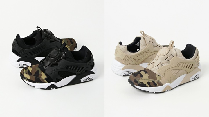 カモ柄をトゥ部分にデザインしたプーマ ディスク ブレイズ 2カラー (PUMA DISC BLAZE "Camo") [363765-01,02]