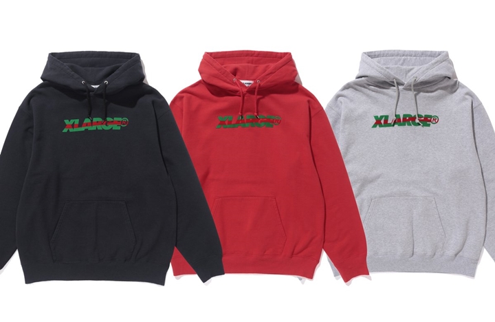 X-largeからスタンダードロゴをフロッキープリントしたプルオーバーフードスウェット「STANDARD LOGO PULLOVER HOOD SWEAT」が発売 (エクストララージ)