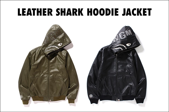 A BATHING APEからシャークフーディを牛革で仕上げたフーディジャケット「LEATHER SHARK HOODIE JACKET」が10/7発売！ (ア ベイシング エイプ)