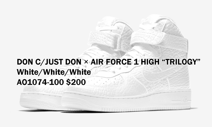 【発売日未定】ドン C/ジャスト ドン × ナイキ エア フォース 1 ハイ “トリロジー” (DON C/JUST DON AIR FORCE 1 HIGH “TRILOGY”) [AO1074-100]