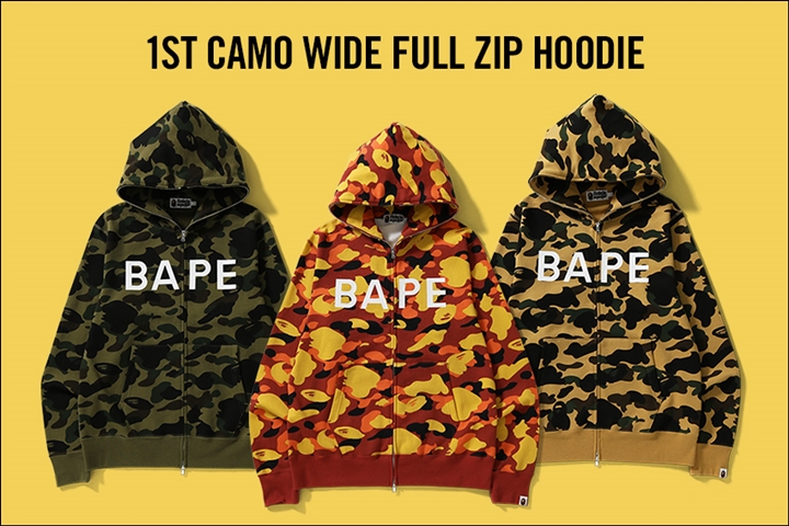 A BATHING APEから1ST CAMOで仕上げたフルジップフーディ「1ST CAMO WIDE FULL ZIP HOODIE」が10/28発売 (ア ベイシング エイプ)