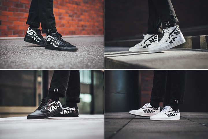 テキストグラフィックをサイドに配置したVANS OLD SKOOL/Sk8-Hi "Black/White" (バンズ オールドスクール/スケートハイ "ブラック/ホワイト")