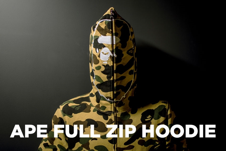 A BATHING APEからエイプヘッドをフード部分にあしらったフルジップフーディ「APE FULL ZIP HOODIE」が11/11発売 (ア ベイシング エイプ)