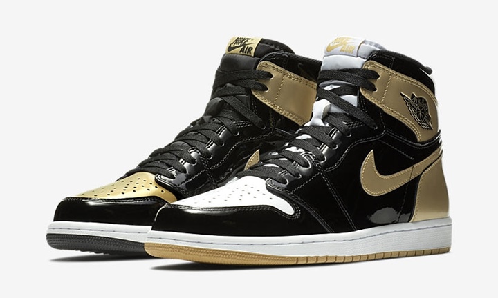 NIKE ナイキ AIR JORDAN 1 RETRO HIGH OG NRG GOLD TOP 3 (861428-001) 2017年 エアジョーダン1 レトロ ハイ ゴールド トップ3 パテント ブラック メタリックゴールド サイズ：US10.5 28.5cm スニーカー【メンズ】