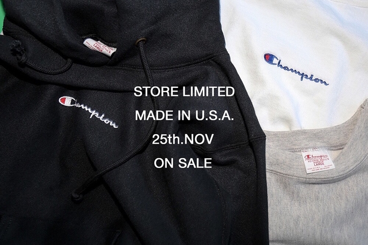 Champion 直営店限定デザイン！「MADE IN USA」シリーズからプルオーバー/クルーネック/TEEが11/25発売 (チャンピオン)