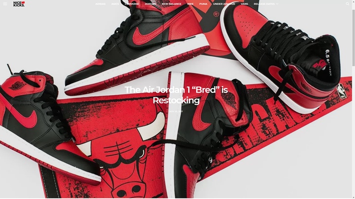 kicks storeにてナイキ エア ジョーダン 1 レトロ ハイ “バーンド”がリストック (NIKE AIR JORDAN 1 RETRO HIGH “Banned”)