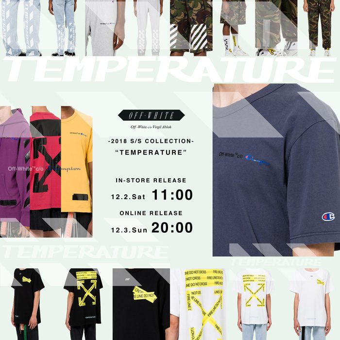 NUBIANにて、Champion × OFF-WHITE C/O VIRGIL ABLOH 2018 S/Sや新作アイテムが12/2～発売 (オフホワイト)