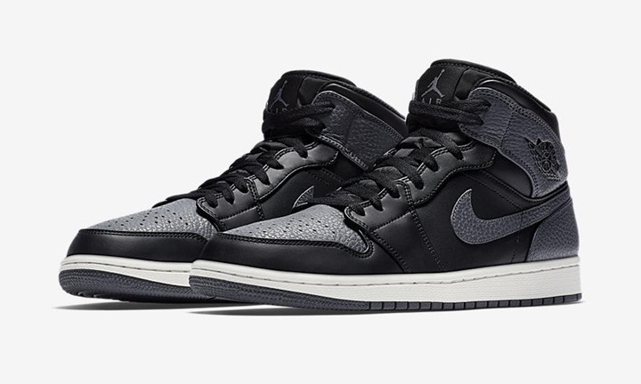 タンブルレザーのナイキ エア ジョーダン 1 ミッド “ダーク グレー” (NIKE AIR JORDAN 1 MID “Dark Grey” TUMBLED LEATHER) [554724-041]