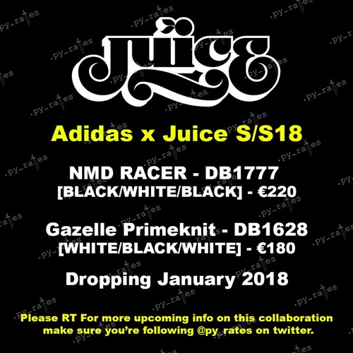 2018年1月展開予定！JUICE × adidas Originals S/S NMD_RACER/GAZELLE PRIMEKNIT {PK} (ジュース アディダス オリジナルス エヌエムディー レーサー/ガゼル プライムニット) [DB1628][DB1777]