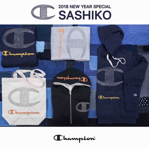 Champion直営店限定！「刺し子」と呼ばれる手作業の刺繍手法を用いた「SASHIKO COLLECTION」が2018/1/2リリース (チャンピオン)