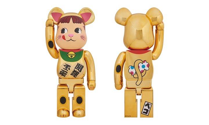 ペコちゃんが金メッキの招き猫に変身したBE@RBRICK 1000%が1/9から抽選応募受付開始 (ベアブリック)