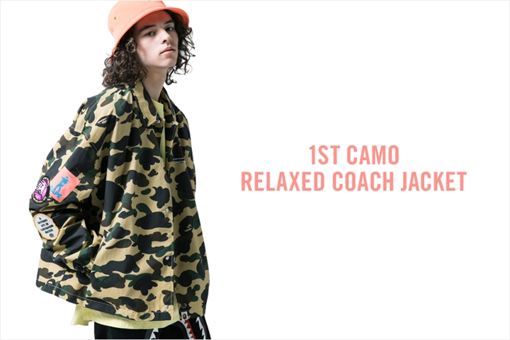 A BATHING APEから1ST CAMOで仕上げたコーチジャケット「1ST CAMO RELAXED COACH JACKET」が1/20発売 (ア ベイシング エイプ)