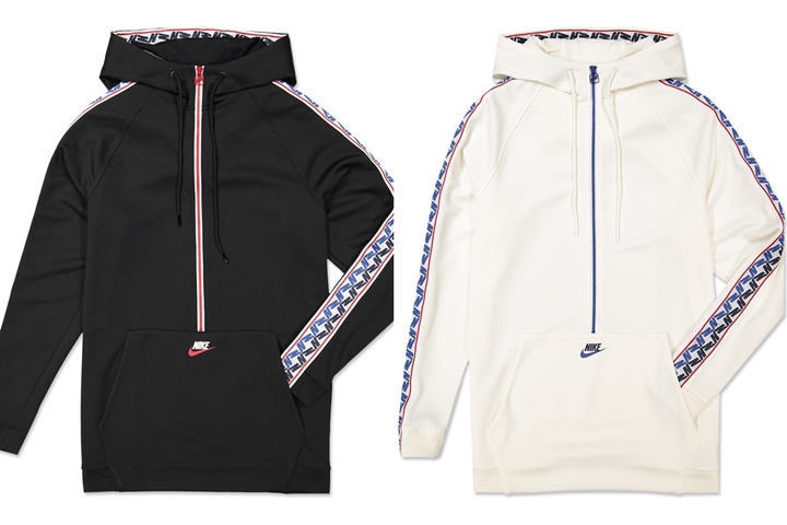 ナイキ テープ ハーフ ジップ フディー 2カラー (NIKE TAPED HALF ZIP HOODIE) [AJ2296-010,133]