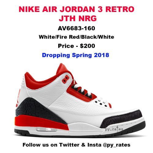 2018年 夏発売予定！ナイキ エア ジョーダン 3 レトロ “ホワイト/ファイヤー レッド” (NIKE AIR JORDAN 3 RETRO “White/Fire Red”) [AV6683-160]