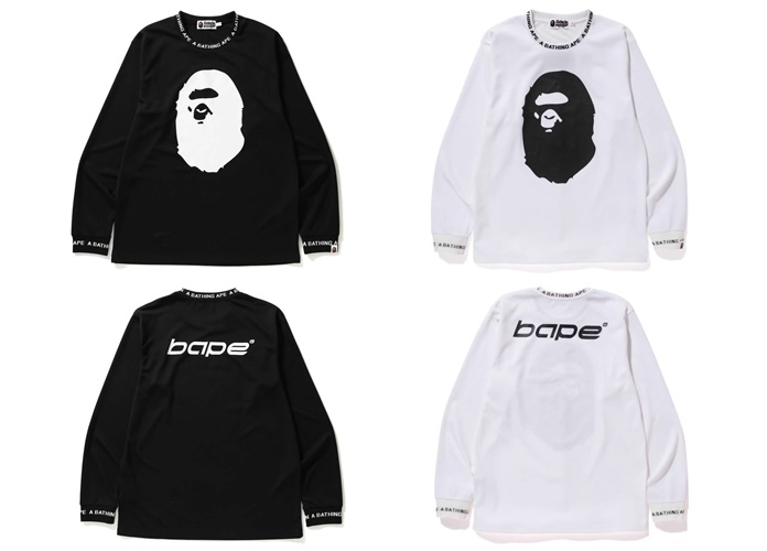 A BATHING APEからリブにテキストロゴがプリントされた「LOGO RIB L/S TEE」が1/27発売 (ア ベイシング エイプ)