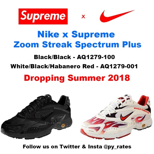 【リーク】2018年 夏発売予定！SUPREME × NIKE AIR ZOOM STREAK SPECTRUM PLUS 2カラー (シュプリーム ナイキ エア ズーム ストリーク スペクトラム プラス)　[AQ1279-001,100]