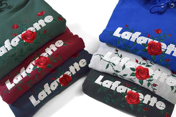 高濃密なバラの刺繍を配したChampion Reverse Weave × Lafayette 2018 S/S ROSE LOGO PULLOVER SWEAT SHIRTが2/3発売 (チャンピオン ラファイエット)