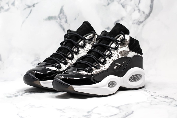 リーボック クエスチョン ミッド ベイト 黒色 ブラック 白色 ホワイト クエスチョンミッド 2.0 スニーカー メンズ 【 REEBOK  QUESTION MID BAIT SNAKE BLACK WHITE 】 スニーカー