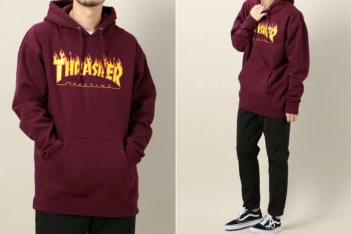 ワインレッドカラーのTHRASHER FLAME HOOD PARKAが発売 (スラッシャー フレイム フード パーカー)