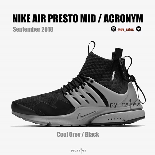 【リーク】アクロニウム × ナイキ エア プレスト ミッド “クール グレー/ブラック” (ACRONYM NIKE AIR PRESTO MID “Cool Grey/Black”)