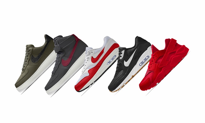 メッシュ/レザー/スエード/フラクタルレザー等！素材もカラーの新たに選択可能となったNIKE iD AIR FORCE 1 LOW MID HIGH/MAX 1/MAX 90/HUARACHEのカスタマイズが展開 (ナイキ エア フォース 1 ロー ミッド ハイ/マックス 1/マックス 90/エア ハラチ)