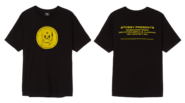 STUSSYから、ハッピースカルグラフィックをフィーチャーしたイベント限定Teeが都内のStüssy Chapterにて3/10から発売 (ステューシー)