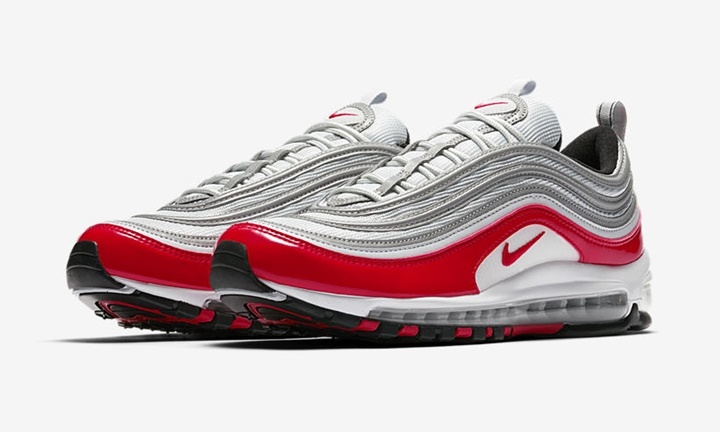 silver and red air max 97