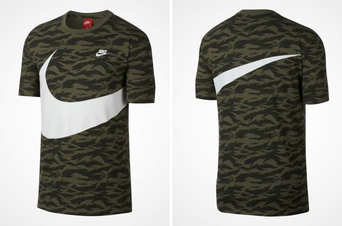 カモフラボディにビッグスウッシュを配置したNIKE SWOOSH TEE “Green/Black” (ナイキ スウッシュ “グリーン/ブラック”) [AO0861-222]