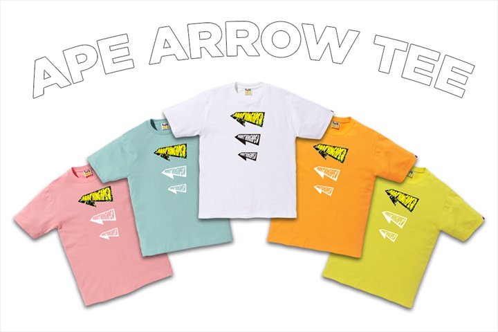 A BATHING APEから鏃のようなデザインを3つ縦に並べたグラフィックTEE「APE ARROW TEE」が3/31発売 (ア ベイシング エイプ)