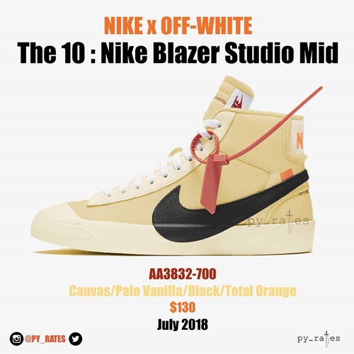 【リーク】7月発売予定！OFF-WHITE c/o VIRGIL ABLOH × NIKE BLAZER STUDIO MID “Canvas/Pale Vanilla” “Part 2” (オフホワイト ナイキ ブレーザー スタディオ ミッド “キャンバス/ペール バニラ”“パート 2”) [AA3832-700]