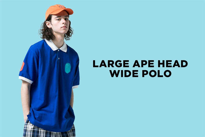 A BATHING APEから胸元と両袖にデザインの入ったポロシャツ「LARGE APE HEAD WIDE POLO」が4/7から発売 (ア ベイシング エイプ)