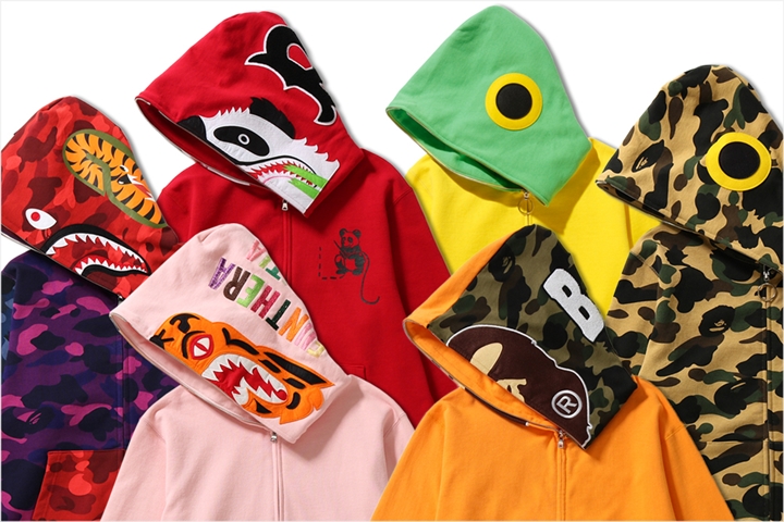 A BATHING APEから様々なアイコンをフード部分に配した「HOODIE COLLECTION」が4/14から発売 (ア ベイシング エイプ)