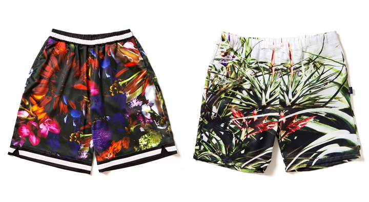 モノクロのフラワーパターンを配したAPPLEBUM “Flower Black Basketball Pants” “Flower White Swim Pants”が発売中 (アップルバム)