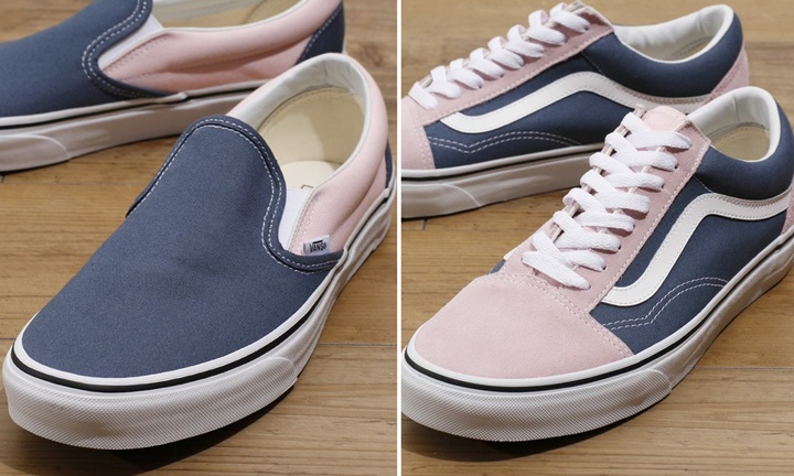 vans old skool indigo & chalk pink skate shoes