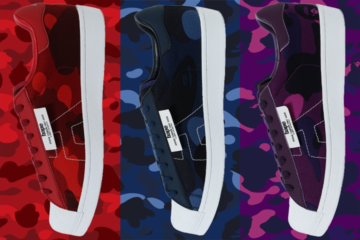 A BATHING APEのオリジナルスニーカー「COLOR CAMO SKULL SHOES」が登場、サイドにブランド名の頭文字である「A」型のステッチを施したモデルが5/5発売 (ア ベイシング エイプ)