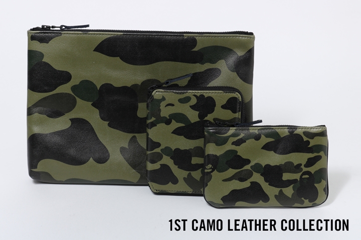 BAPE カモを牛革に型押ししたレザーアイテム「1ST CAMO LEATHER COLLECTION」がA BATHING APEから5/12発売 (ア ベイシング エイプ)