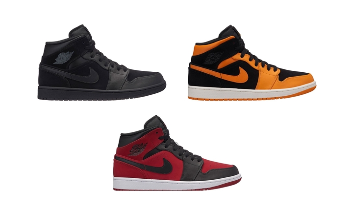 【オフィシャルイメージ】7月発売予定！ナイキ エア ジョーダン 1 ミッド 3カラー (NIKE AIR JORDAN 1 MID “Black/Orange Peel/Gym Red”) [554724-050,081,610]