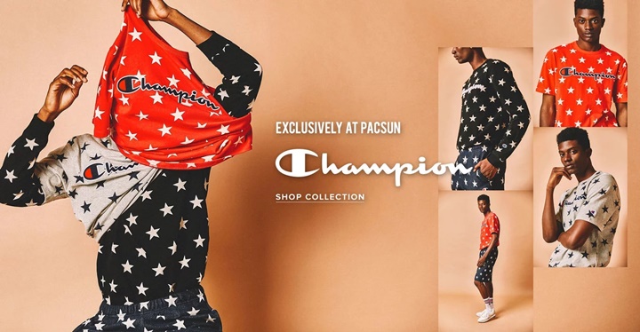 PacSun × Champion 限定！スター柄を無数に配置したTEE/ショーツが発売 (パシフィック・サンウェア チャンピオン)