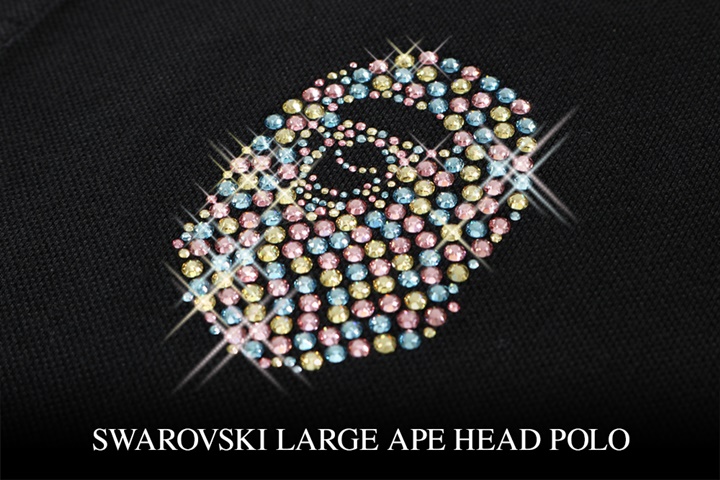 A BATHING APEからスワロフスキークリスタルでエイプヘッドをあしらったポロシャツ「SWAROVSKI LARGE APE HEAD POLO」が5/12発売 (ア ベイシング エイプ)