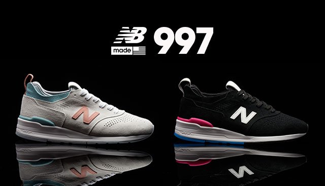 New Balance「997」のリエンジニアードバージョンに、ベーシックなホワイトとブラックをベースとしたアッパーに、鮮やかな差し色を配して“アメリカンポップカルチャー”を表現したオールスエードアッパーモデルが発売 (ニューバランス)