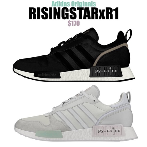 adidasのランニングシューズ「Rising Star」と「NMD_R1」を掛け合わせたハイブリッドモデル「RisingstarxR1」 (アディダス オリジナルス)