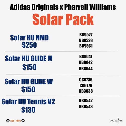 【リーク】Pharrell Williams x adidas Originals “Solar Pack” (ファレル・ウィリアムス アディダス オリジナルス “ソーラー パック”)