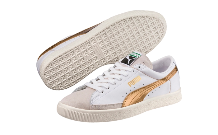 1970年代前半に生産されていた「PUMA BASKET “White/Gold”」が復刻 (プーマ バスケット 90680 G)