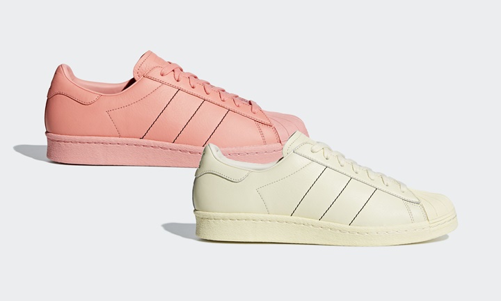 スムースレザーアッパーにステッチのスリーストライプスをあしらったadidas Originals SUPERSTAR 80s 2カラー (アディダス オリジナルス スーパースター) [B37999,38000]